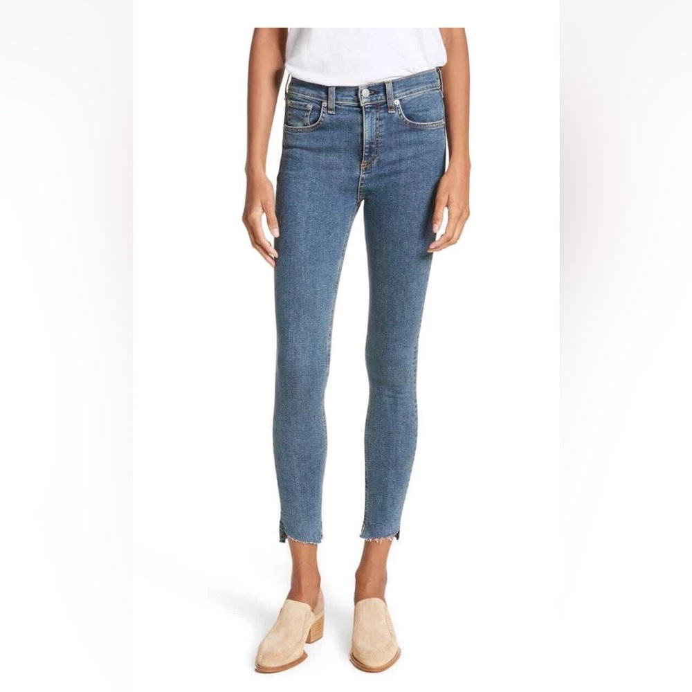 $195 Rag & Bone Women's Blue High Waist Ankle Skinny Jeans Pants Size 28